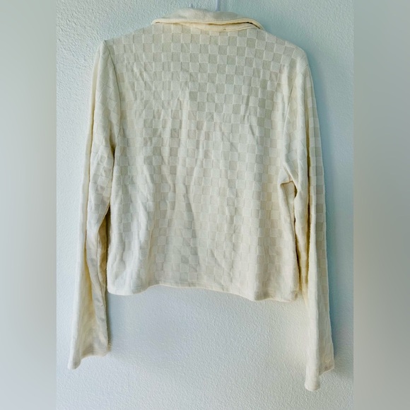 Atelier by Kirious Long Sleeve Cropped Checkered Weave Cream Sweater | Sz XL - Picture 3 of 5